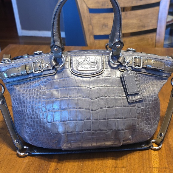 Coach Handbags - Coach Madison Crocodile Embossed Leather Satchel